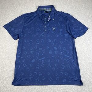 William Murray Golf SS Blue Polo Shirt Mens XL Groundhog Day Stretch Graphic